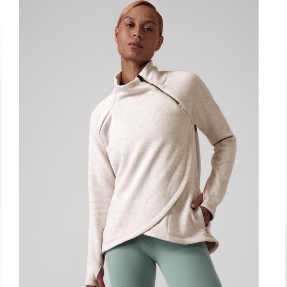 Cozy Karma Asym Pullover in Toasted Brown Heather - Small Petite